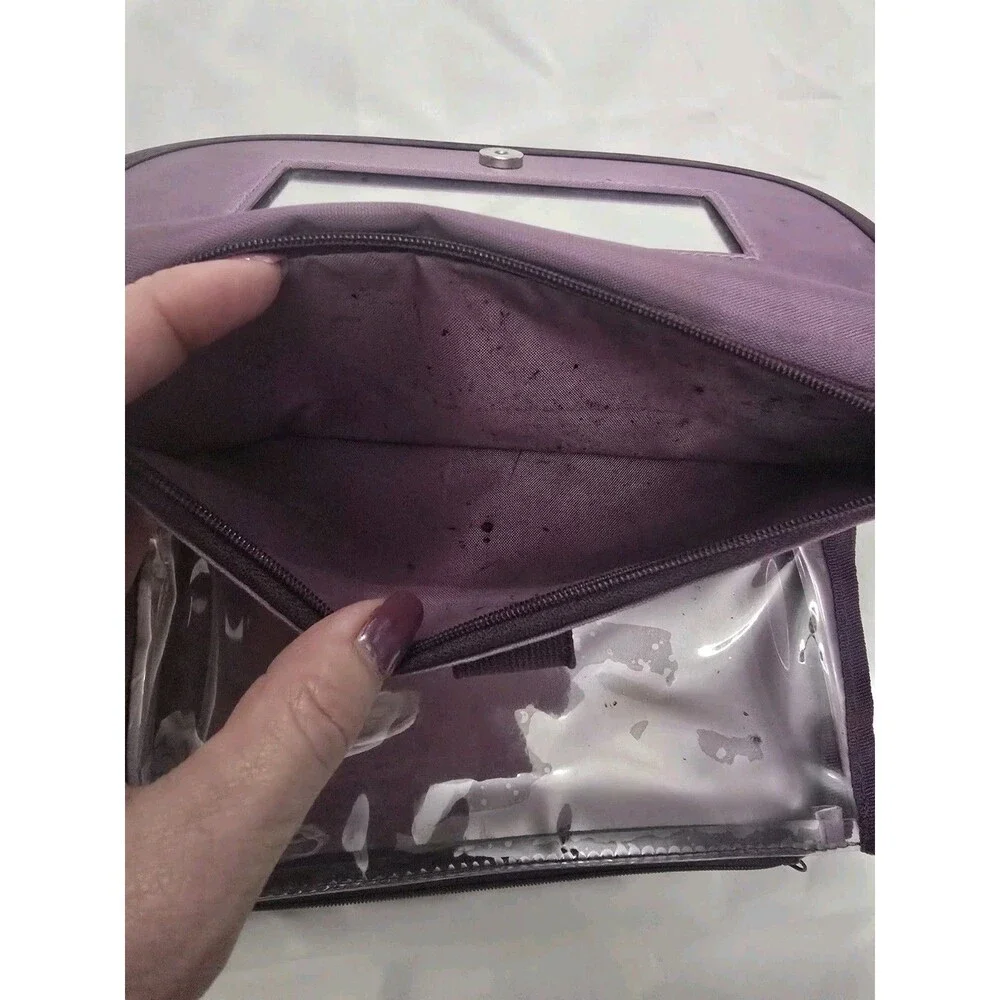 Thirty-One Purple Folding Makeup Organizer Case w/ Mirror Zipper Pockets